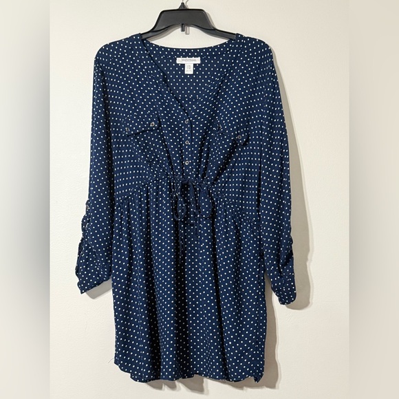 Motherhood Maternity Polka Dot Tunic Top Navy Blue Blouse - Size XL - Picture 1 of 8